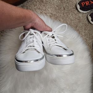 PRADA Linea Rossa White Leather w/Metallic Trim. 37/7